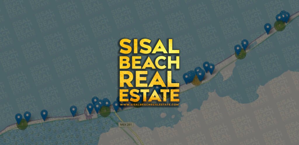 Interactive map with all the properties on sale in Sisal Yucatan Mexico