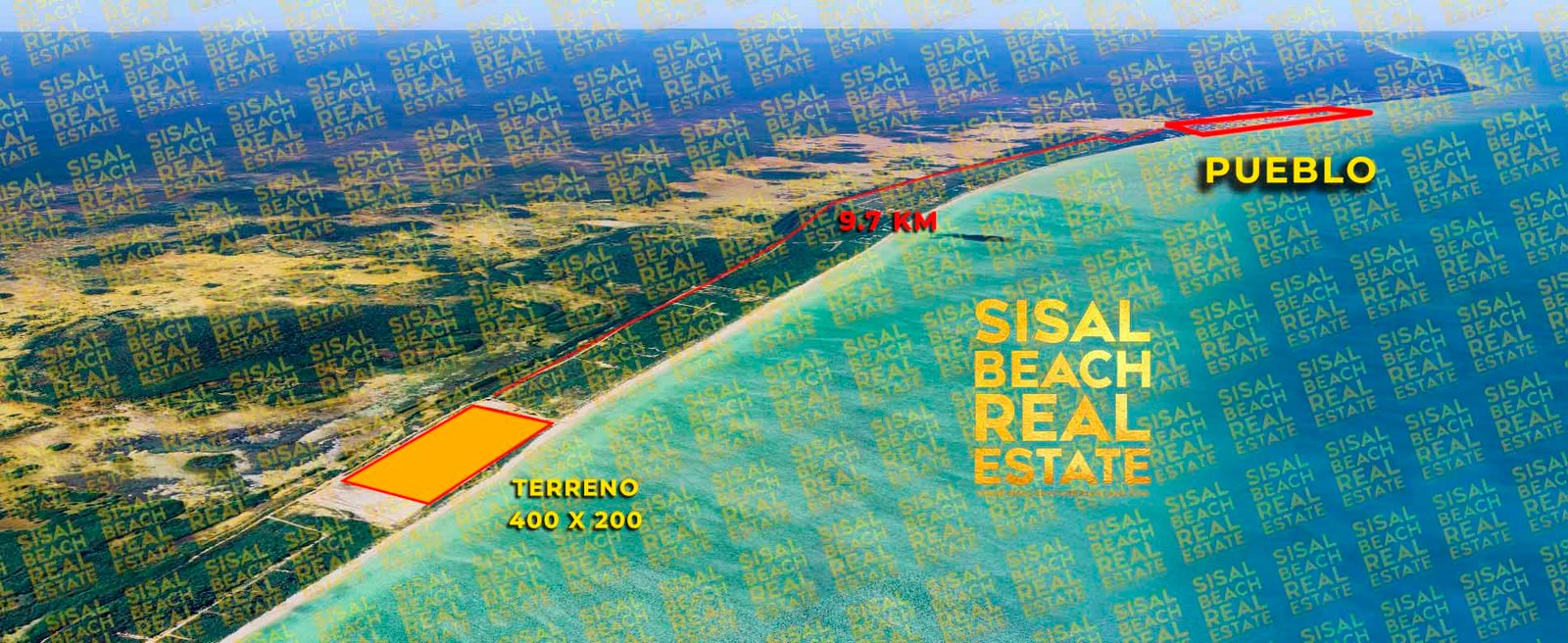 Terreno de 400 metros con línea de distancia en Sisal