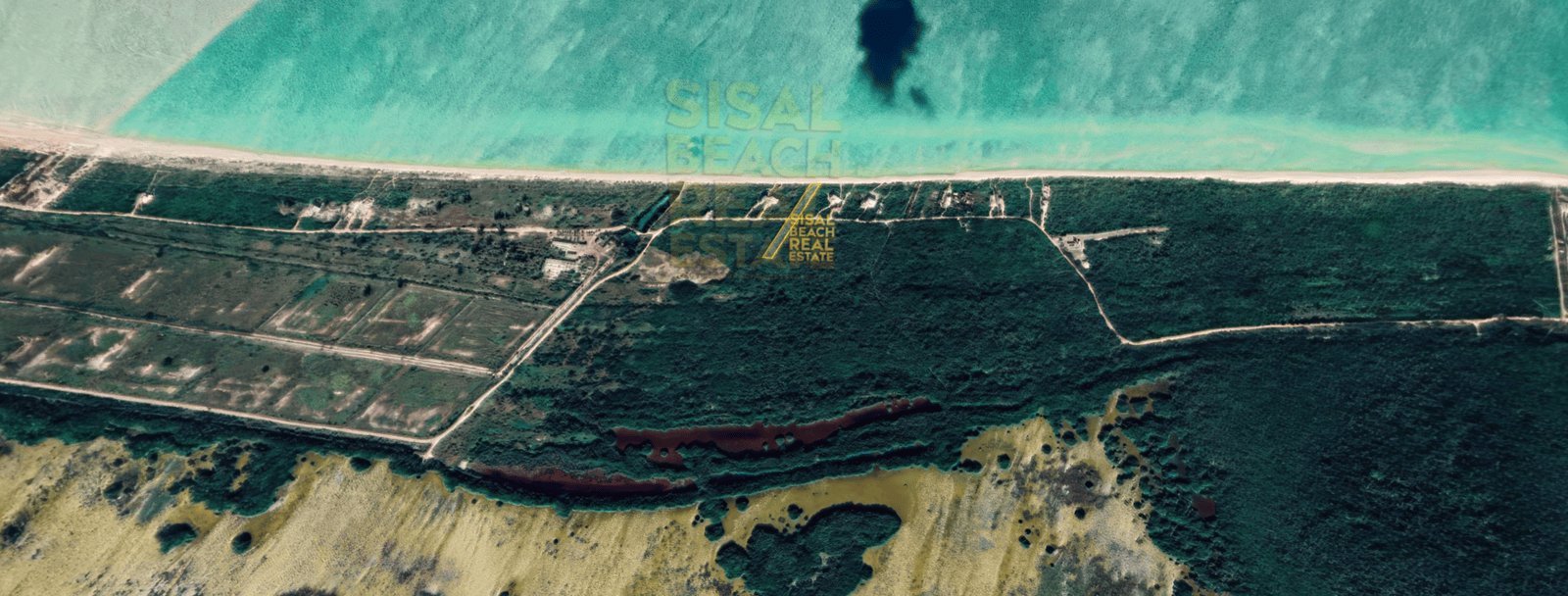 Plano y ubicación del terreno 20x190 en Sisal Yucatán