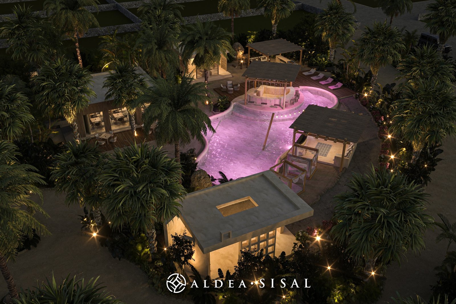 Casa Club de Aldea Sisal con alberca