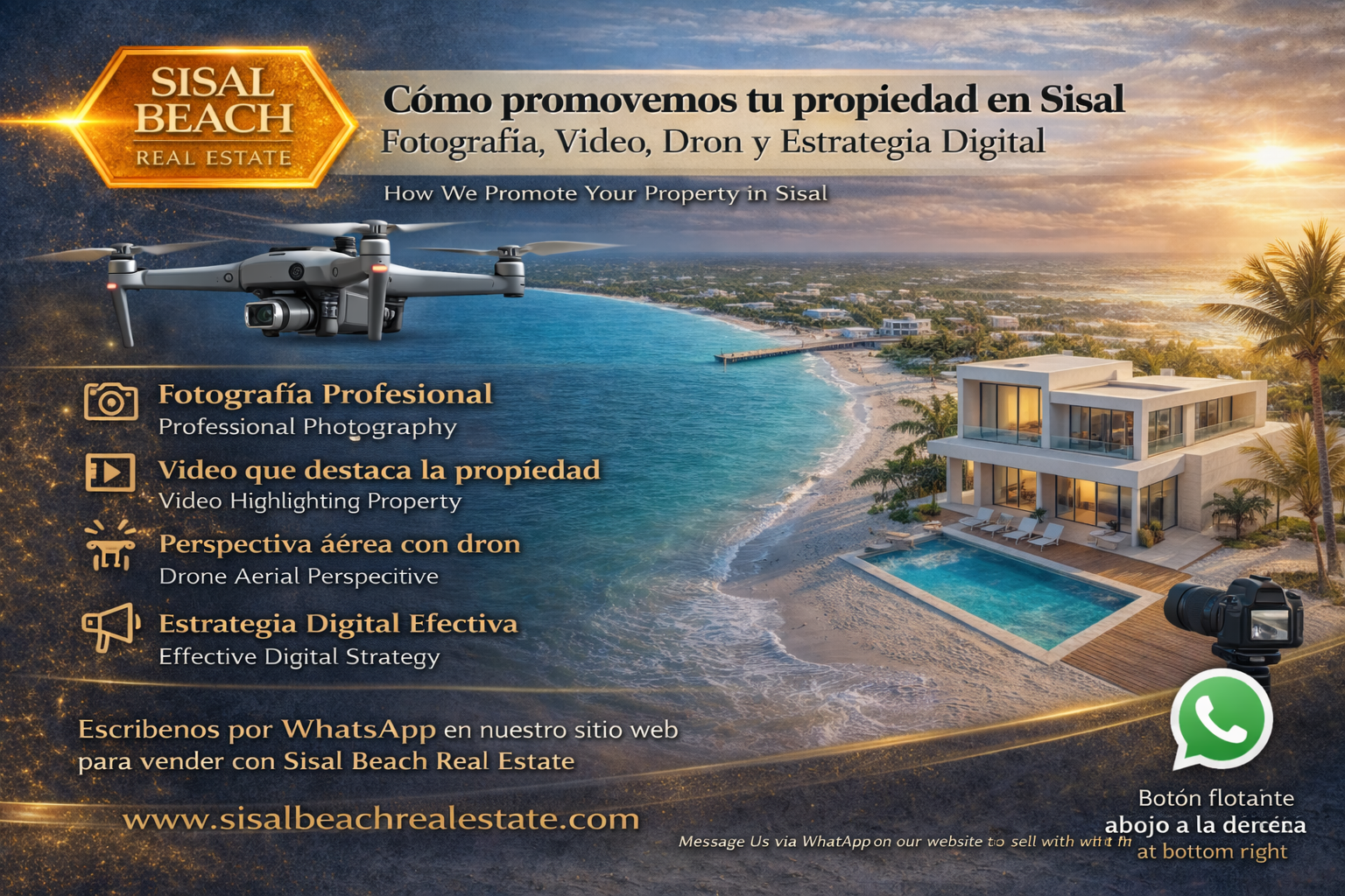 Cómo promovemos tu propiedad en Sisal: fotografía, video, dron y estrategia digital