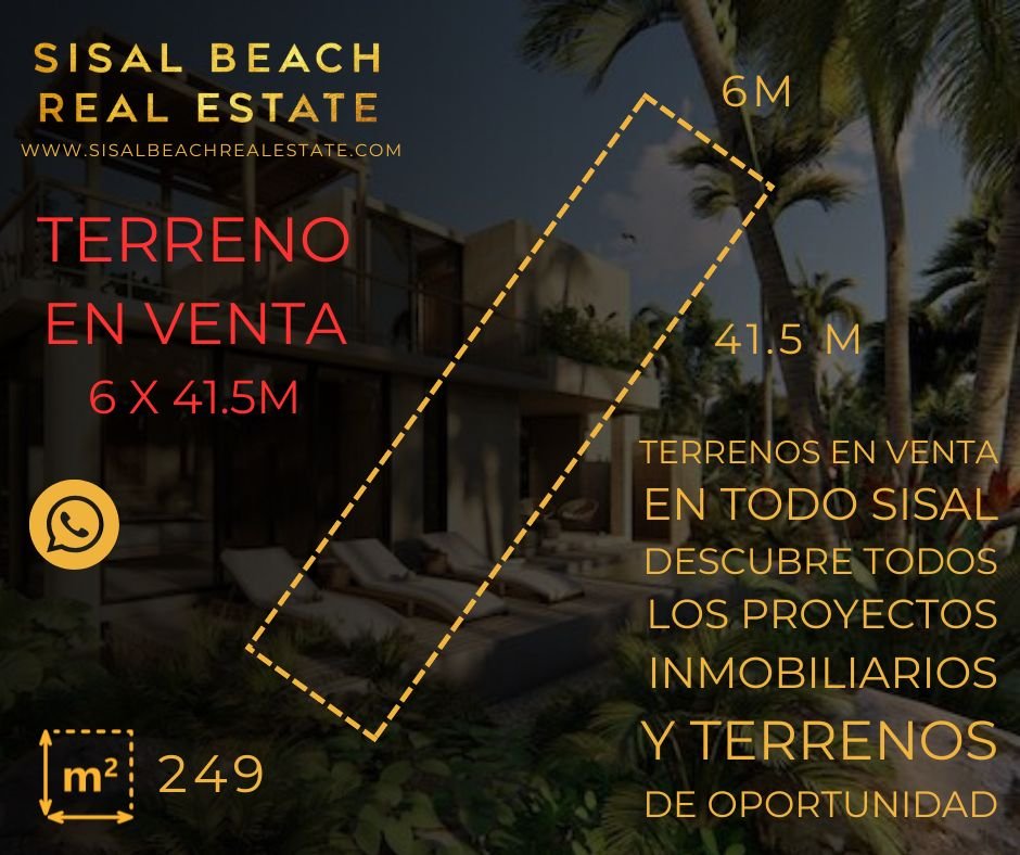 Terreno 249m² 6x41.5 m $3,000.000°°MXN en Sisal Yucatán en 3 fila de playa sobre la ave…