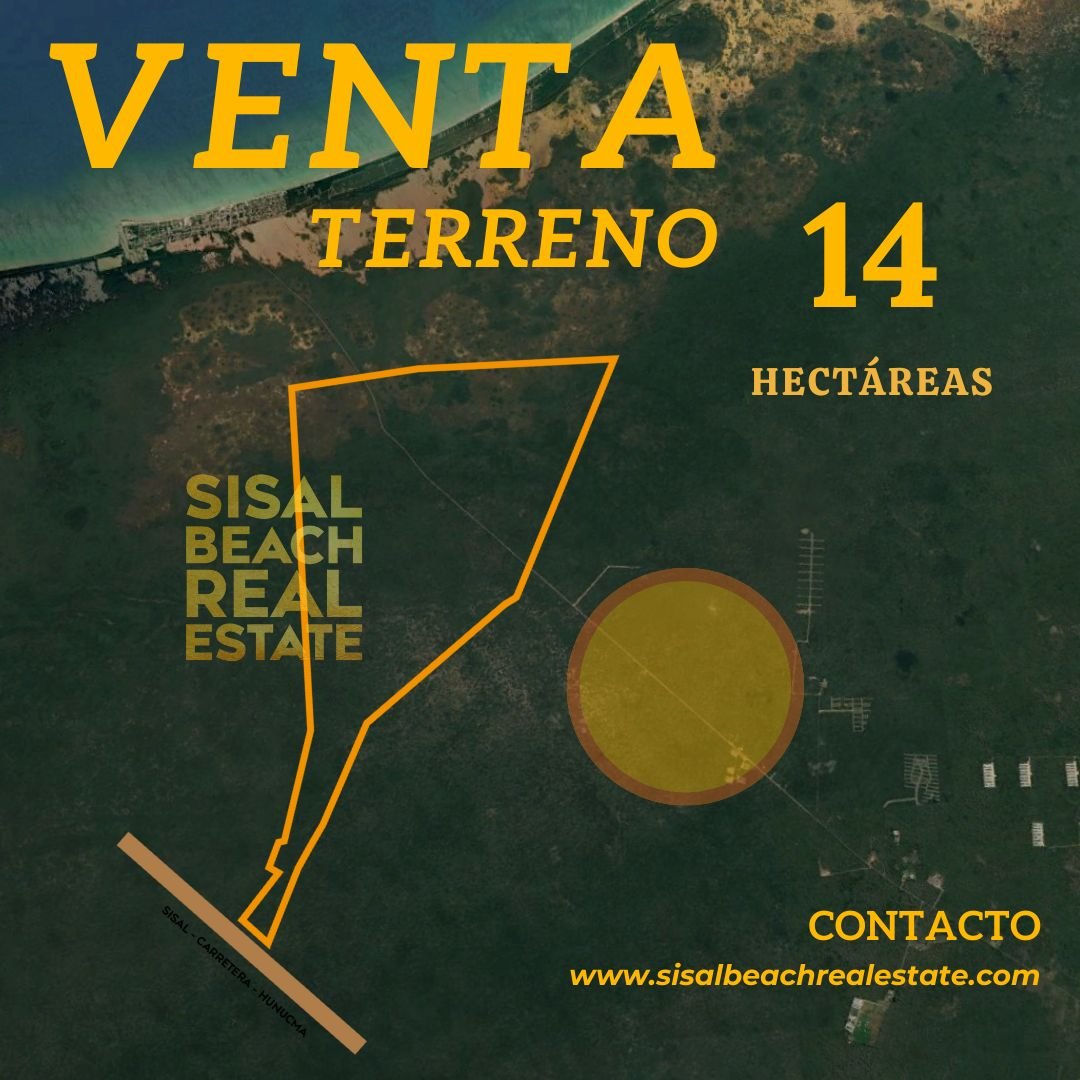 Terreno de 14 hectáreas en venta en la orilla de la carretera a Sisal en Yucatán